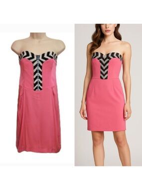 Mara Hoffman Pink Silk Blend Beaded Strapless Mini Dress Size 4
